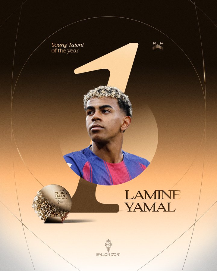 Lamine Yamal remporte son troisième Trophée Kopa